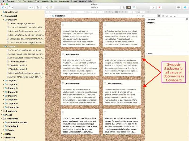 How to Auto-fill the Synopsis in Scrivener V3
