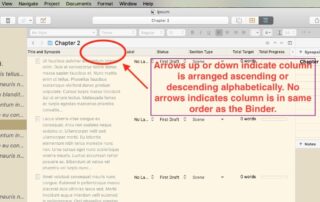 Scrivener for Mac change order of items in Outliner title and synopsis column