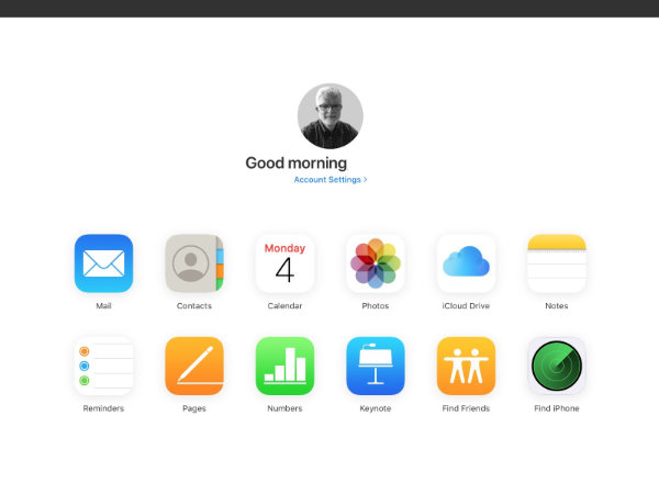 iCloud in a browser
