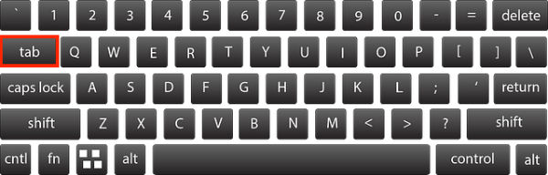 computer keyboard with tab key marked