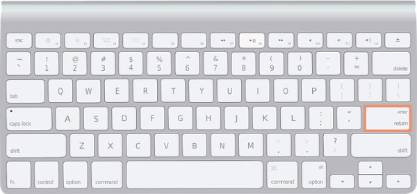 mac keyboard with return key marked