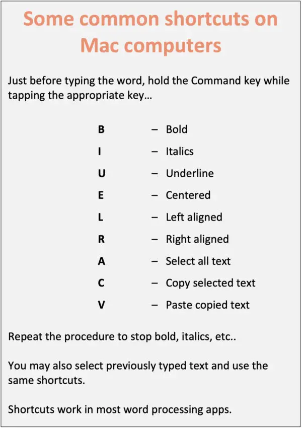 keyboard shortcuts on mac computers