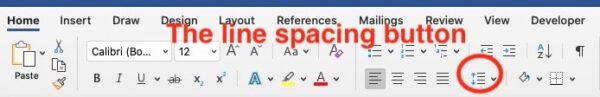 Home tab ribbon microsoft word - line spacing button