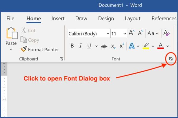 how to open font dialog box Microsoft Word for Windows