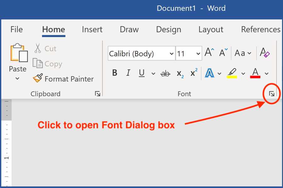 how to open font dialog box Microsoft Word for Windows