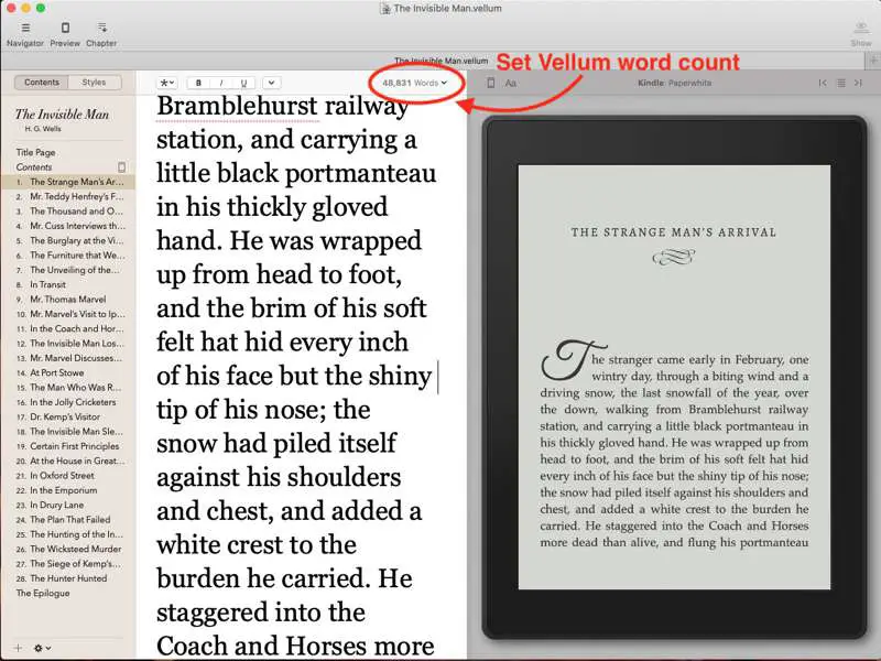How to Quickly Count Words in Vellum for Mac