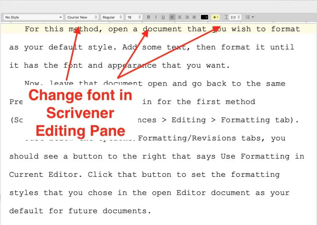 default font scrivener windows