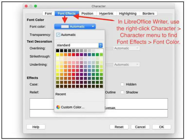 change selected text color in word
