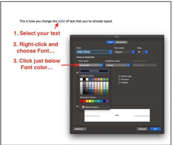 change text color in microsoft word