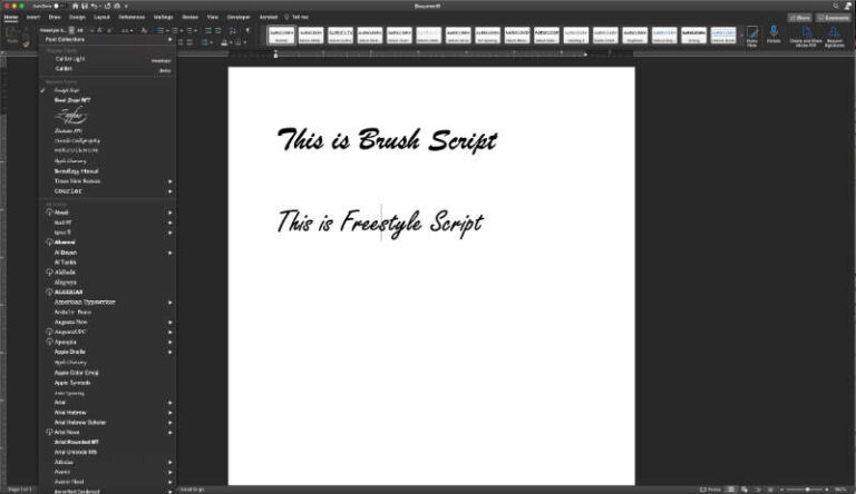 Brush Script and Freestyle Script