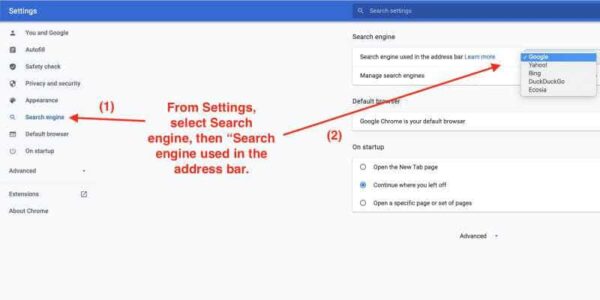 Change the default search engine in Chrome