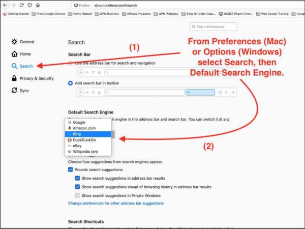 change default search engine in Firefox
