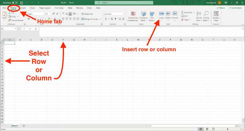 add rows and columns in microsoft excel