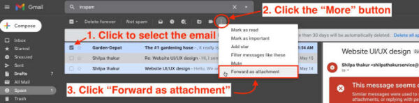 forward emails as attachments in Gmail