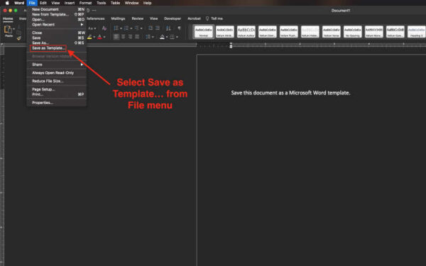 save as microsoft word template word for macs