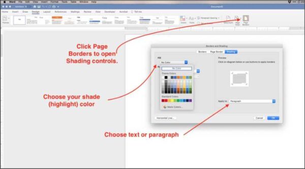 shading in microsoft word