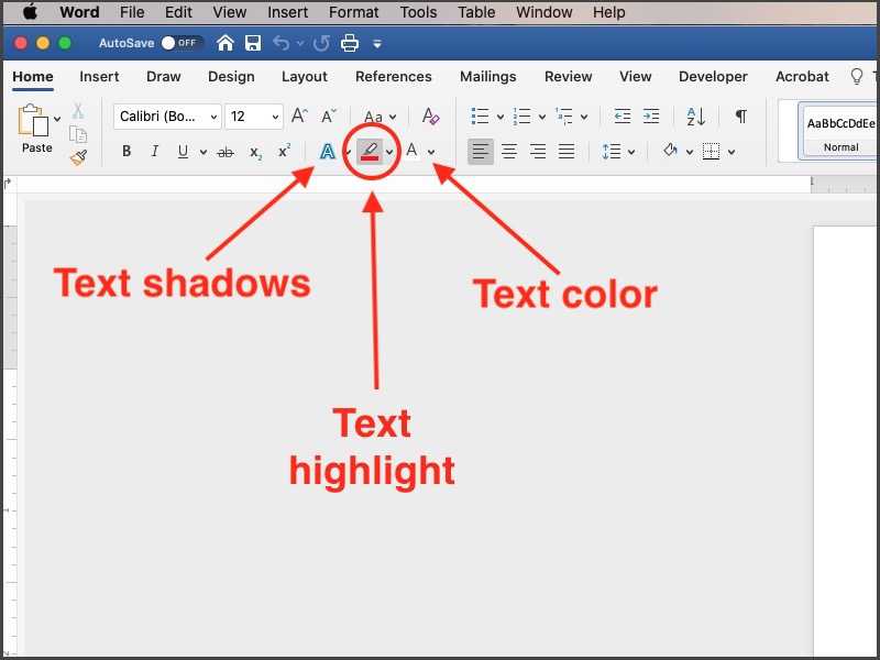 highlight text in word shortcut mac