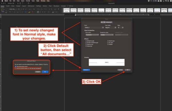change default font in word for macs