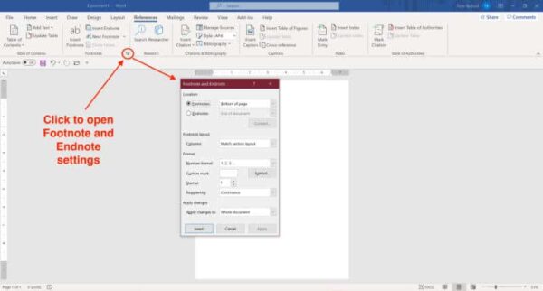 references and citations in ms word footnote and endnote settings microsoft word for windows