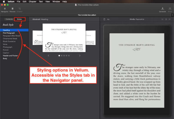 style panel in vellum for mac