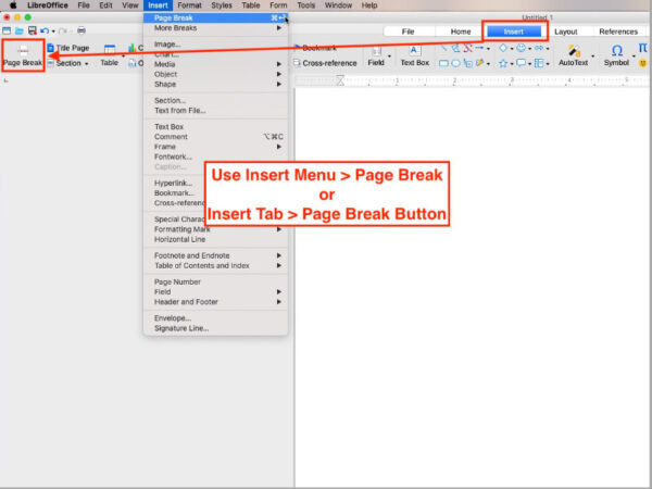 add or delete blank pages in LibreOffice Writer