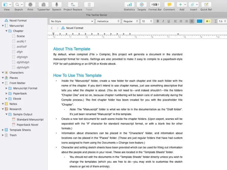 Indent in Scrivener V3