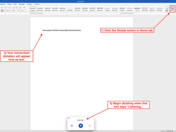 microsoft word dictation commands mac