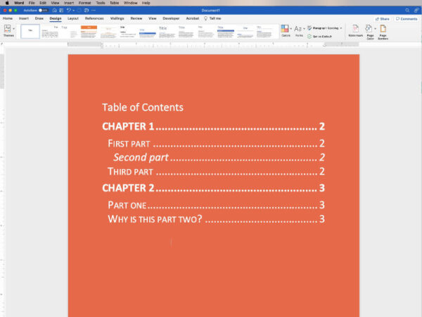 add a table of contents in microsoft word
