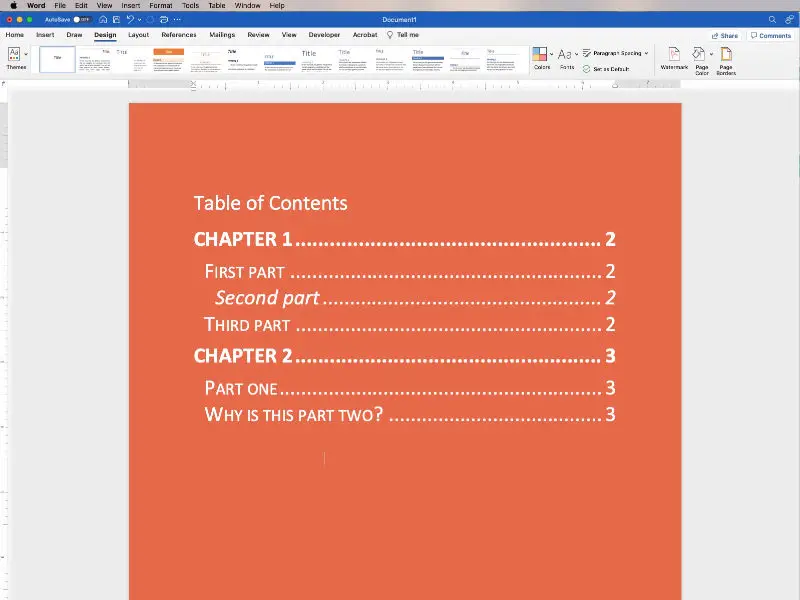 add a table of contents in microsoft word