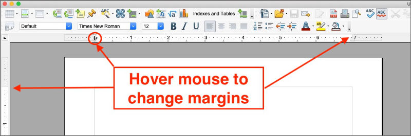 hover to change margins in openoffice writer