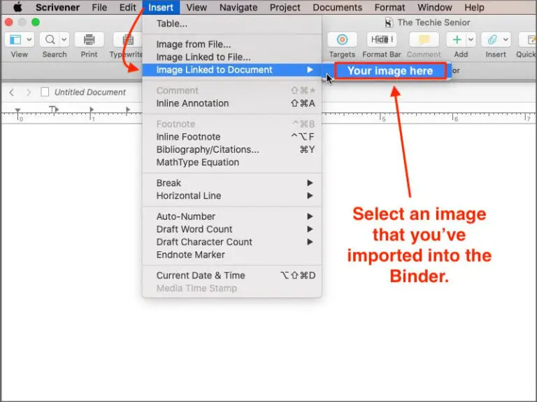 insert image in Scrivener