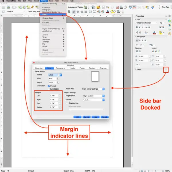 change margins in OpenOffice Writer