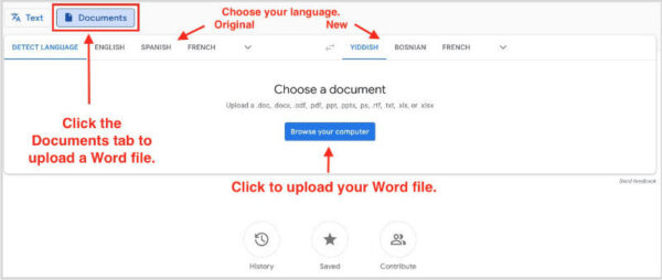 use google translate with ms word