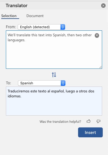 translate a word document to spanish