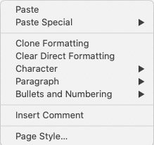 libreoffice writer page orientation using right-click menu