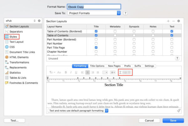 scrivener compile settings