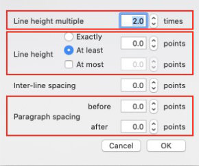 adjust line spacing in scrivener