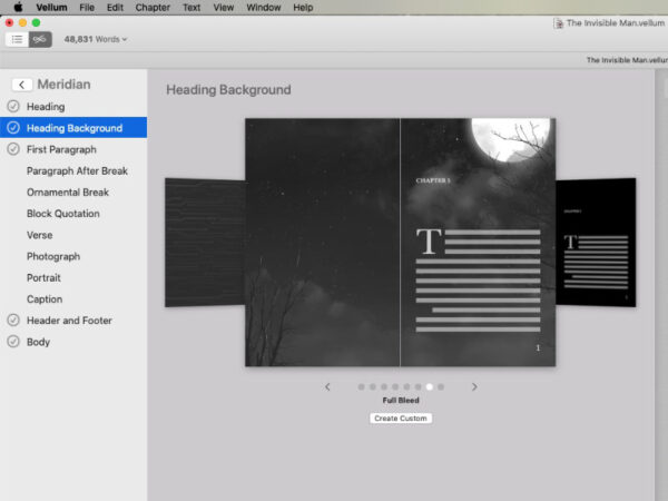 customize book design in vellum v3
