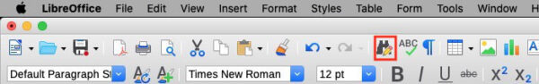 toolbar button for find and replace in libreoffice writer