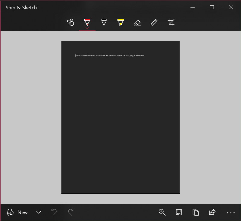 Windows snip and sketch panel save screenshot