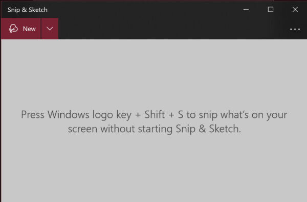 snip and sketch three dot menu to change settings