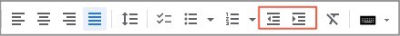 google docs increase indent button and decrease indent button