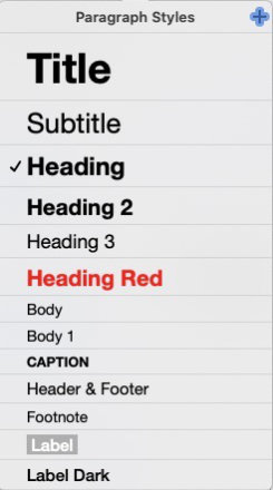 text styles in apple pages
