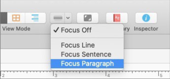 does scrivener have focus mode? focus mode toolbar button Mac