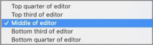 Set location for typewriter mode scroll line in Scrivener for Macs.