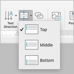 align text in middle for text boxes in ms word