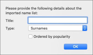 settings to add personal names list in scrivener name generator