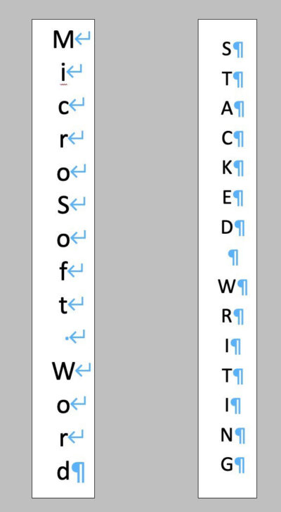 stacked text in ms word