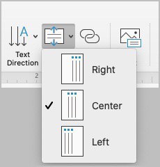 text alignment for text boxes in ms word