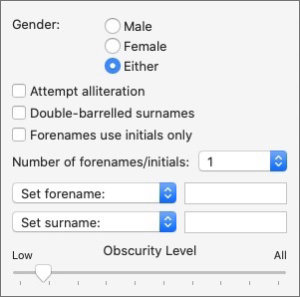 settings select list in scrivener name generator